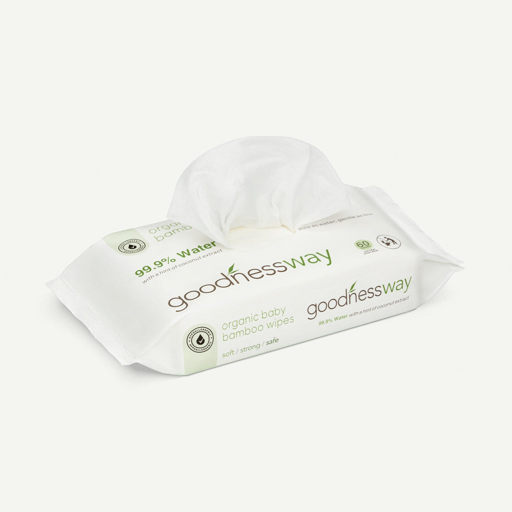 GoodnessWay Organic Bamboo Wipes, 3-Pack