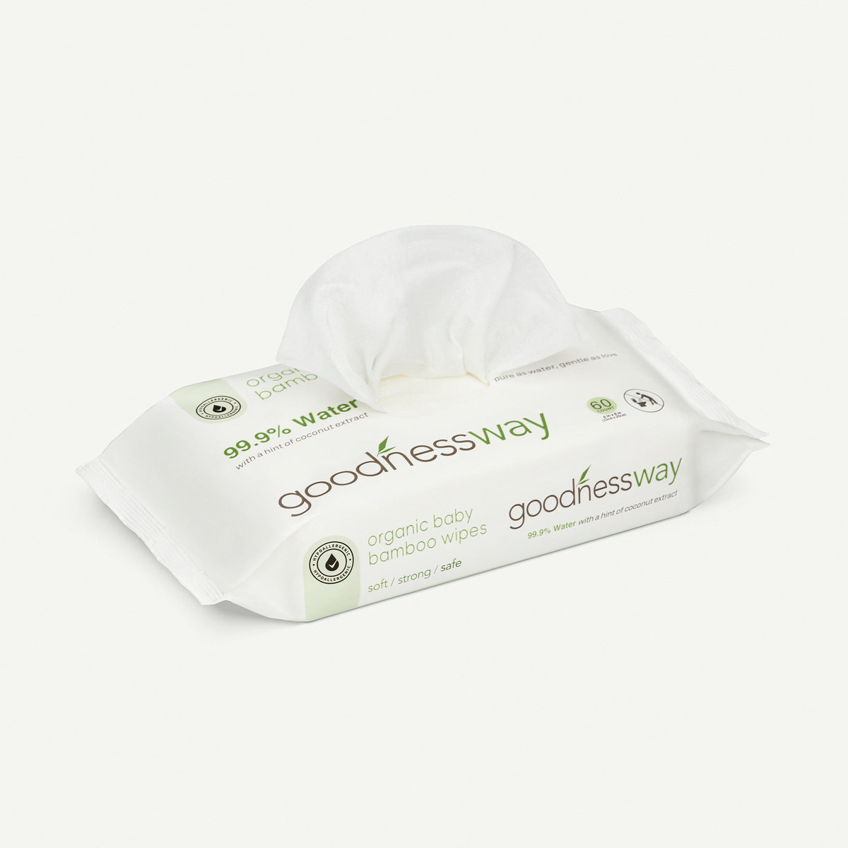 GoodnessWay Organic Bamboo Wipes, 3-Pack