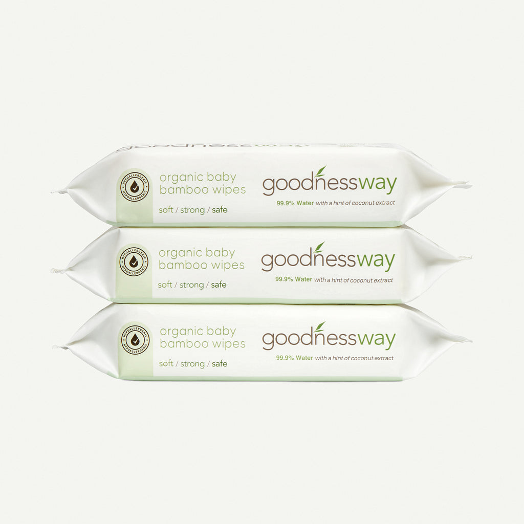 GoodnessWay Organic Bamboo Wipes, 3-Pack
