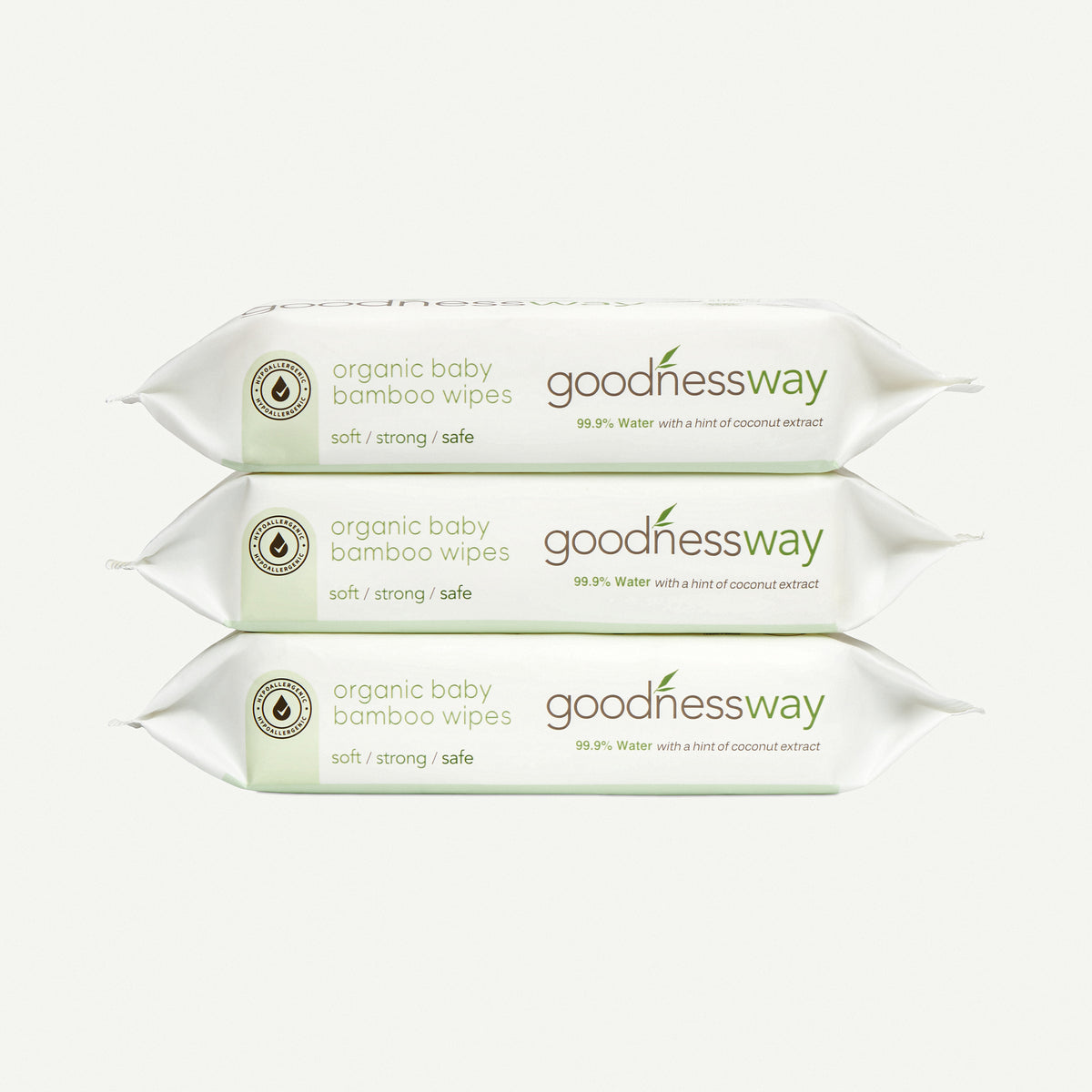 GoodnessWay Organic Bamboo Wipes, 3-Pack