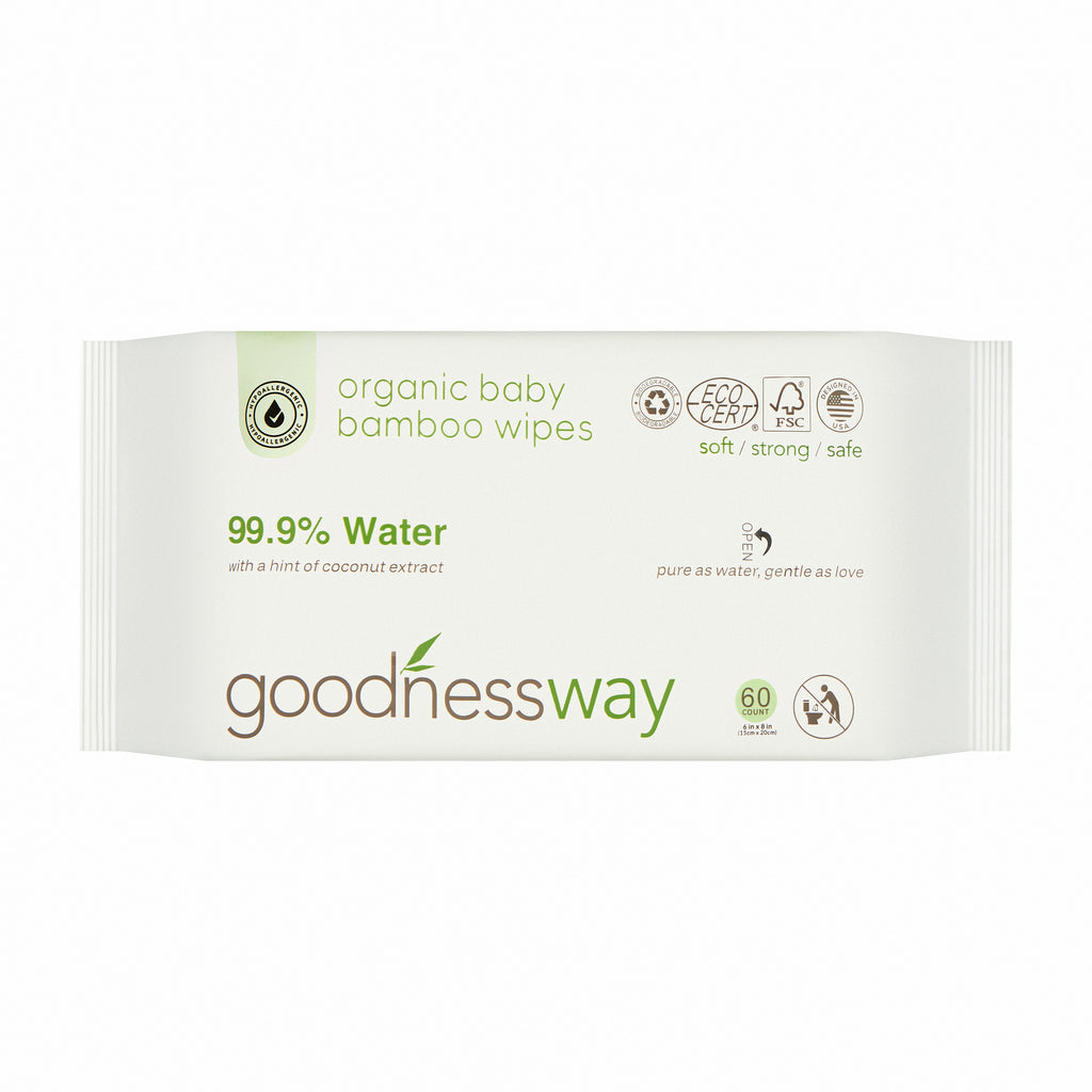 GoodnessWay Organic Bamboo Wipes, 3-Pack